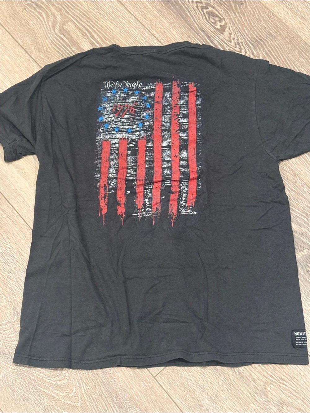 Men's Black Short-Sleeve Patriotic Flag Graphic Tee